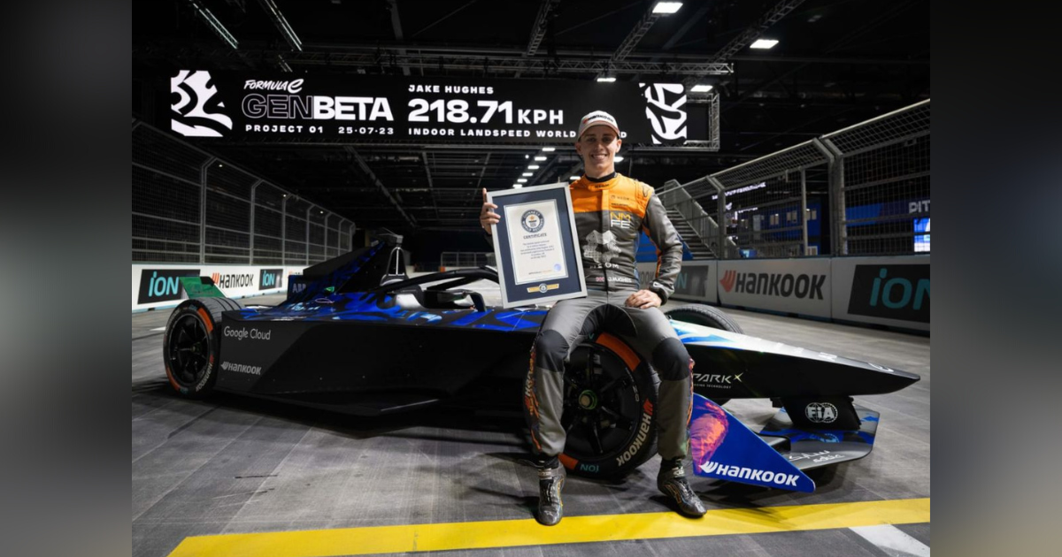 Formula E Car Hits 218 KM/H Top Speed Indoors To Smash Guinness World Records™ Title